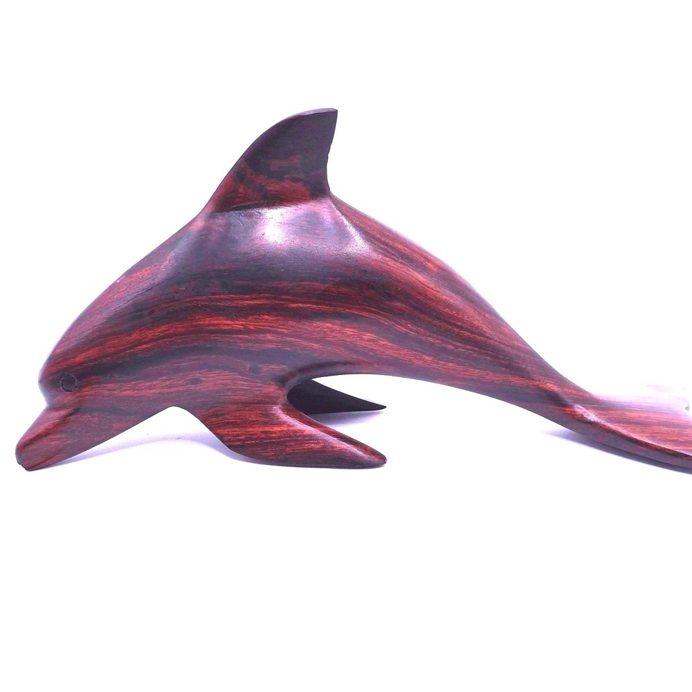 Vintage Hand Carved Ironwood Dolphin‎ Figurine 7" Wood Marine Life Sculpture